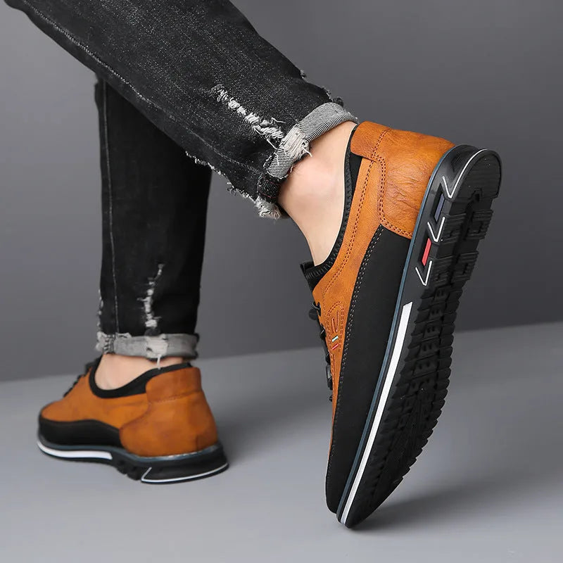 Raymond | Men's Leather Comfort Sneakers with Lace-Up Toggle
