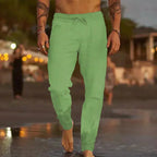 Men's Linen Blend Drawstring Pants with Gathered Ankles image 9