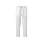 Men's Relaxed Straight-Leg Linen Pants with Drawstring image 14