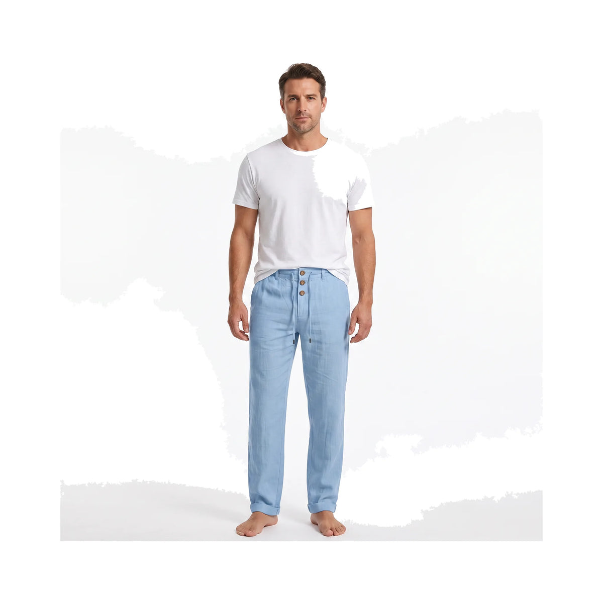 Relaxed Straight-Leg Linen Pants with Drawstring