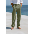 Men's Relaxed Straight-Leg Linen Pants with Drawstring image 9