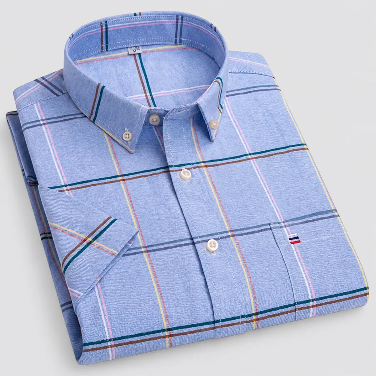 Men's Oxford Cotton Short-Sleeve Check Shirt image 10