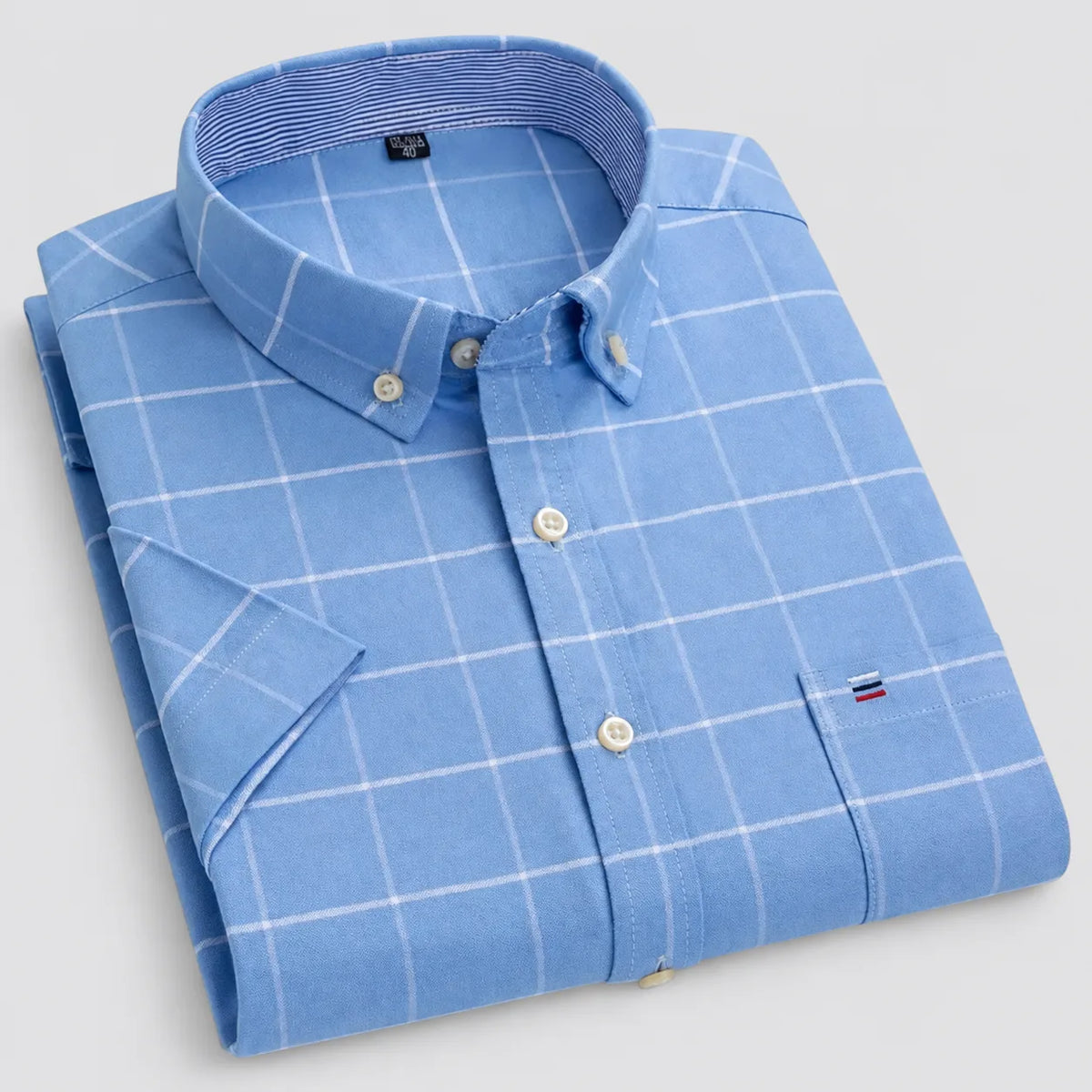 Men's Oxford Cotton Short-Sleeve Check Shirt image 16