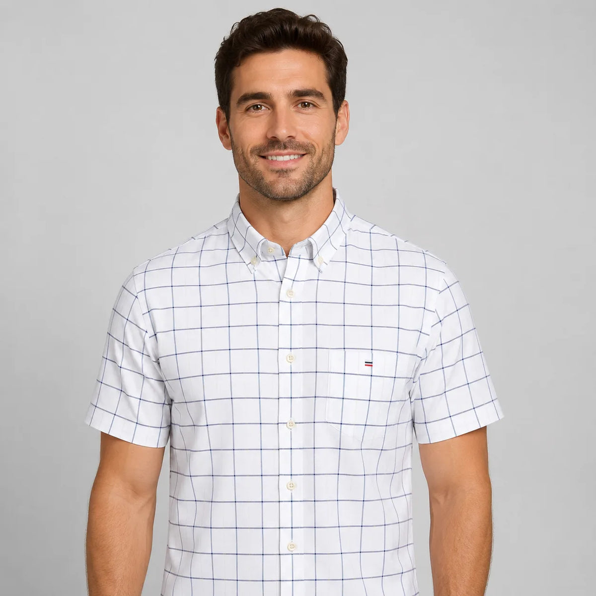 Men's Oxford Cotton Short-Sleeve Check Shirt image 21