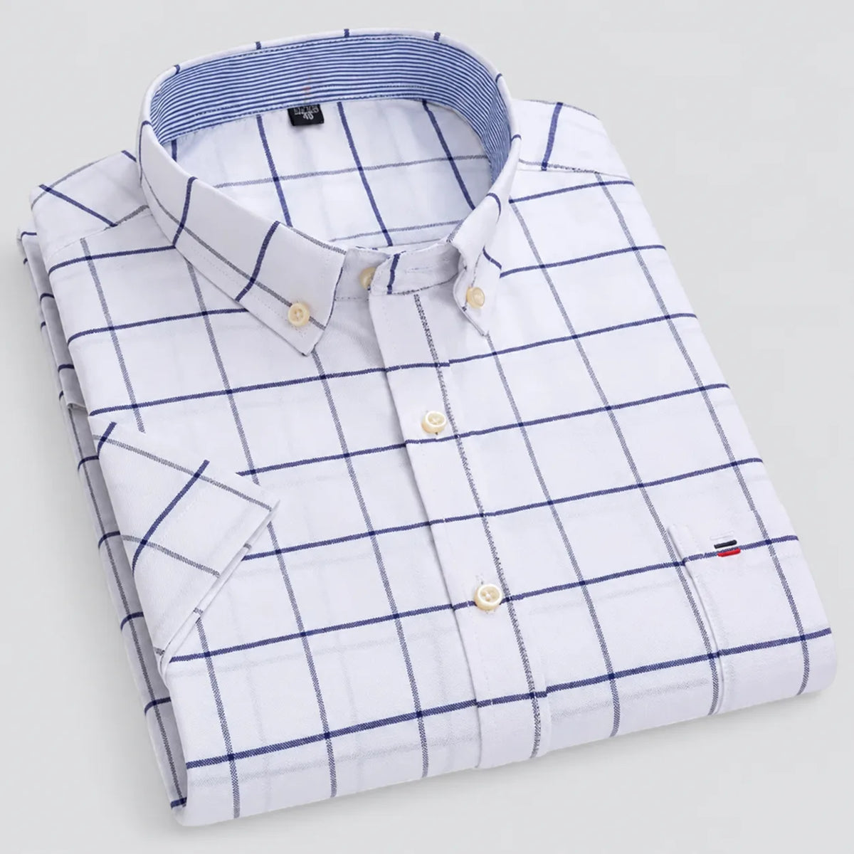 Men's Oxford Cotton Short-Sleeve Check Shirt image 22