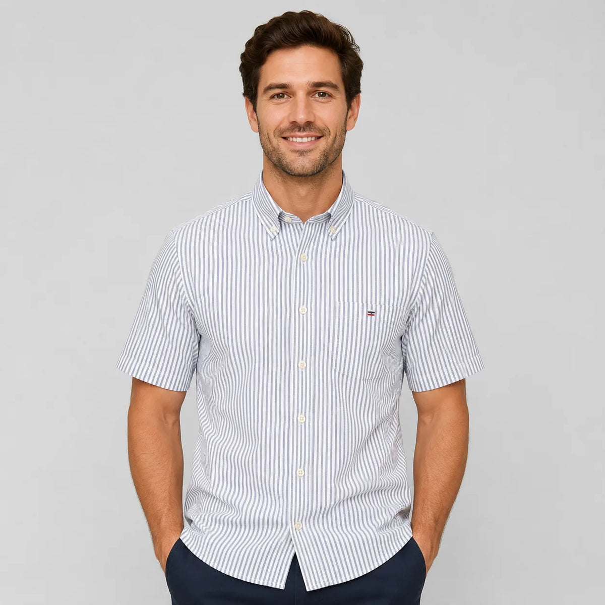 Men's Oxford Cotton Short-Sleeve Check Shirt image 23