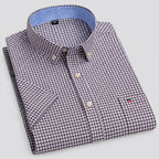 Men's Oxford Cotton Short-Sleeve Check Shirt image 26