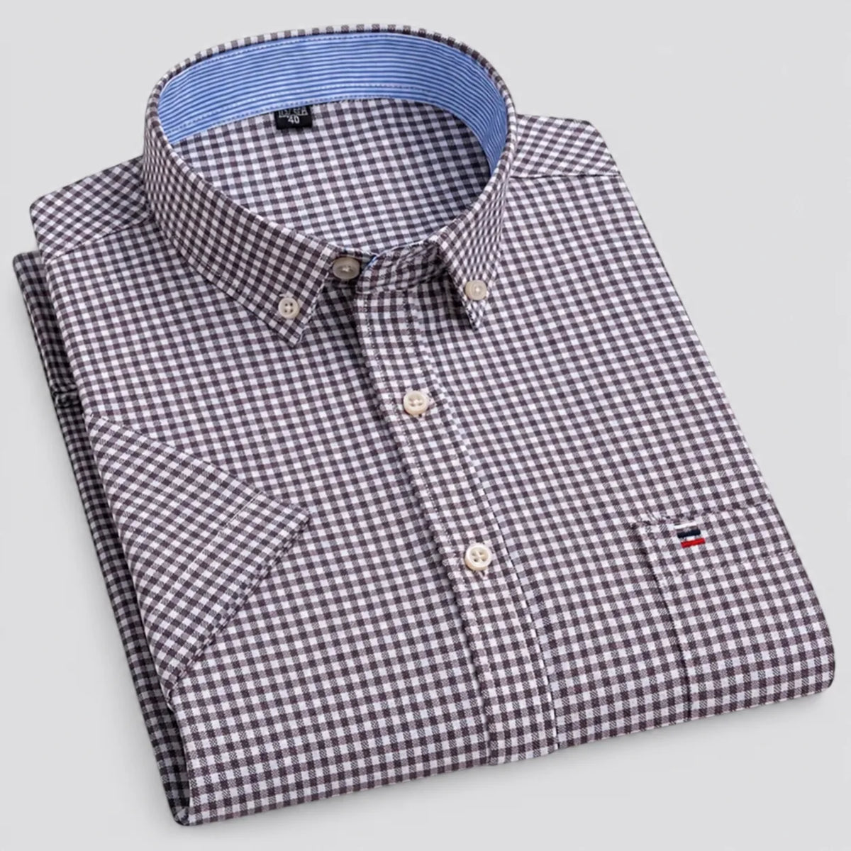 Men's Oxford Cotton Short-Sleeve Check Shirt image 26