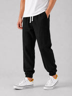 Men's Relaxed Fit Linen Blend Jogger Trousers image 9