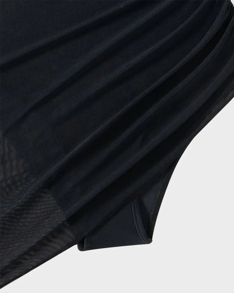 Slimming Mesh Sarong One-Piece Swim Dress for Women image 27