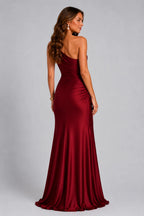 One Shoulder Draped Satin Maxi Dress for Women image 10