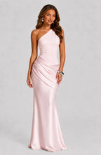 One Shoulder Draped Satin Maxi Dress for Women image 12