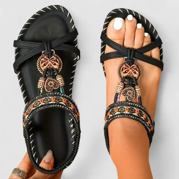 Orthopedic Beaded Boho Sandals with Arch Support