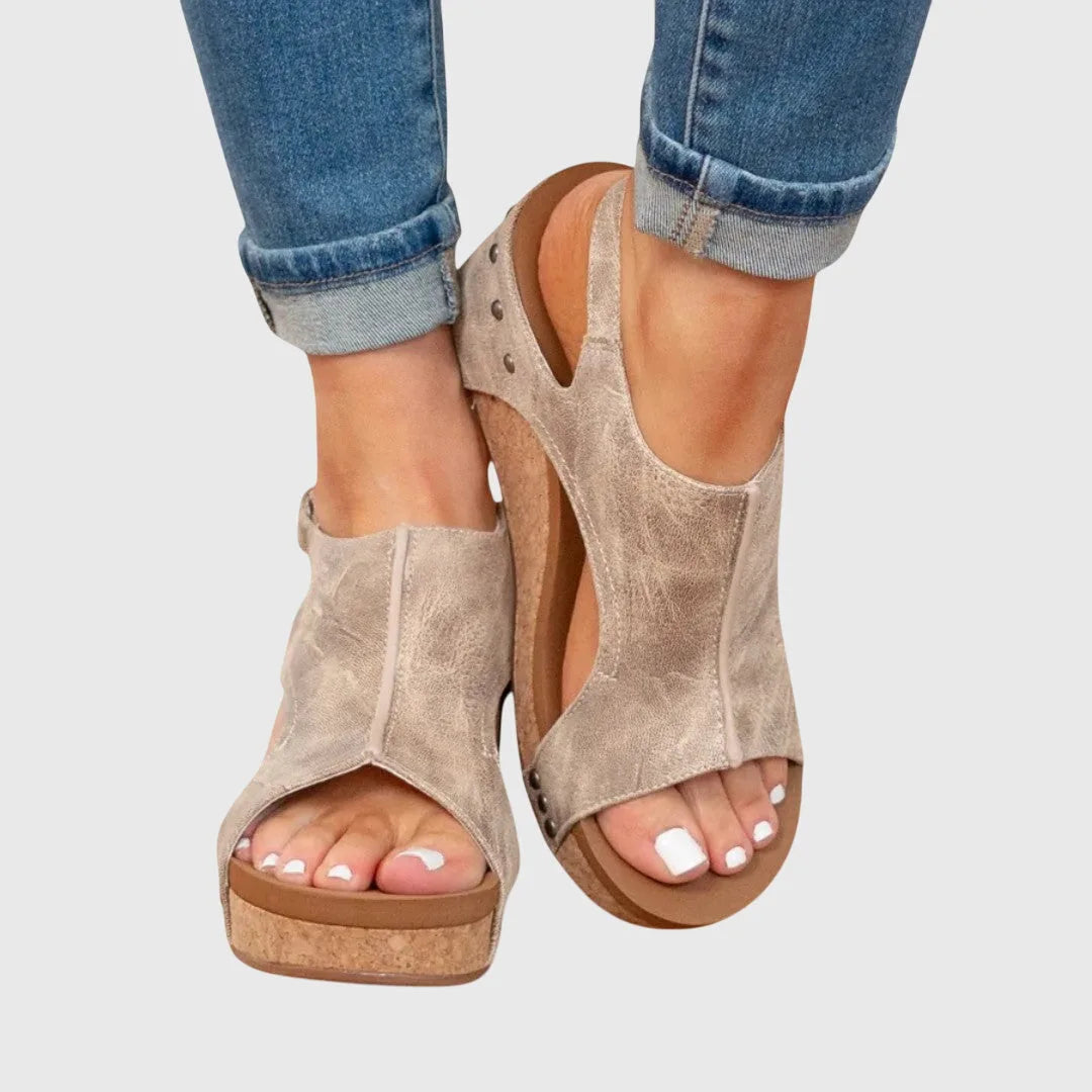 Orthopedic Cork Wedge Sandals with Arch Support