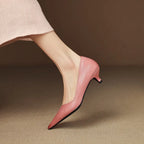 Pointed Toe Leather Kitten Heel Pumps for Women image 10