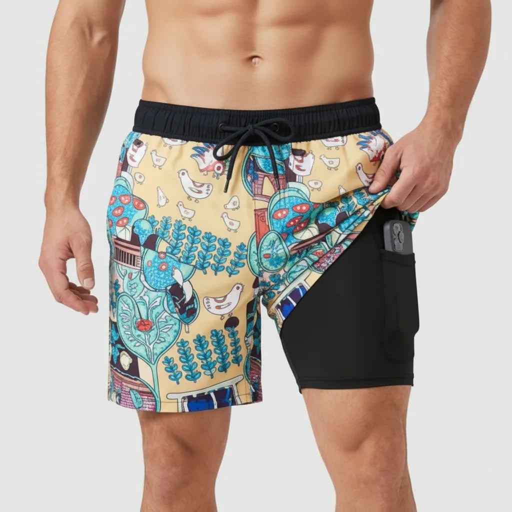 Quick-Dry Boardshorts with Built-In Compression Liner for Men image 13