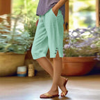 Relaxed Linen Capri Pants with Side Pockets for Women image 13