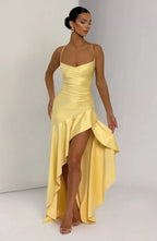 Satin Cowl Neck Maxi Dress with Asymmetric Hem for Women image 12
