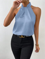Satin Knot Neck Halter Top for Women image 10