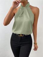Satin Knot Neck Halter Top for Women image 13
