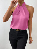 Satin Knot Neck Halter Top for Women image 15