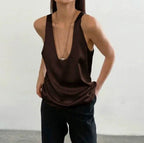 Women's Satin Sleeveless Scoop Neck Tank Top image 18
