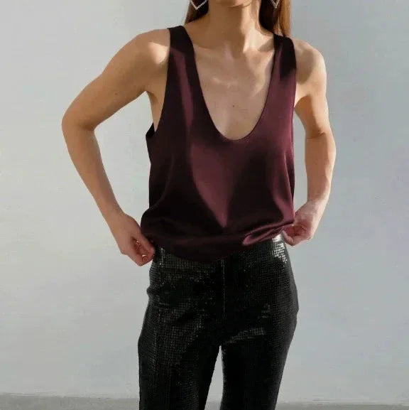Women's Satin Sleeveless Scoop Neck Tank Top image 19