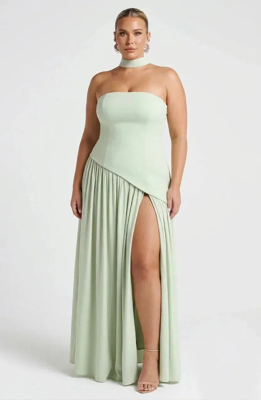 Strapless Corset Maxi Dress with Thigh Slit for Women image 10