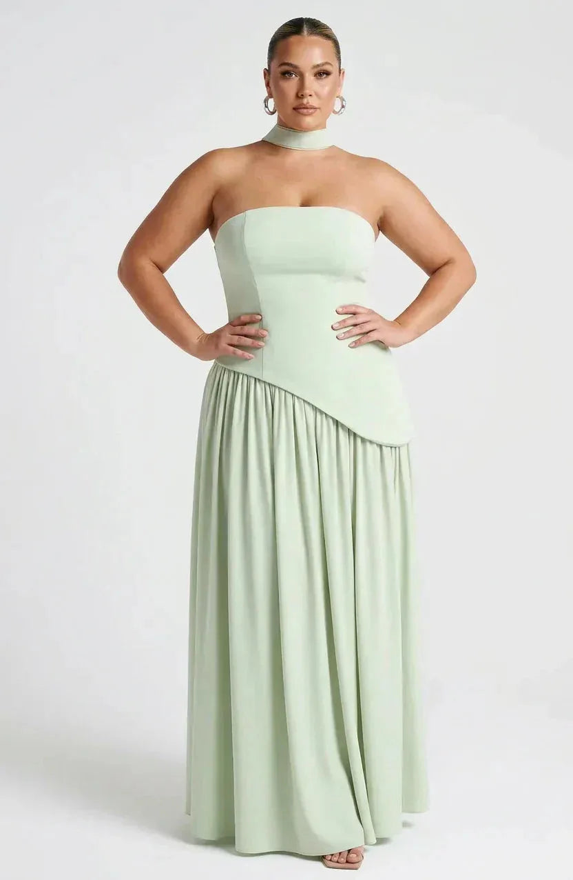 Strapless Corset Maxi Dress with Thigh Slit for Women image 11
