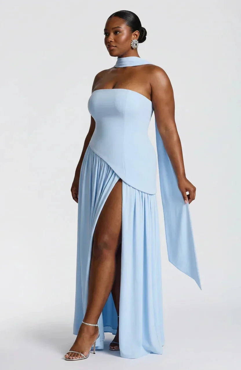 Strapless Corset Maxi Dress with Thigh Slit for Women image 15