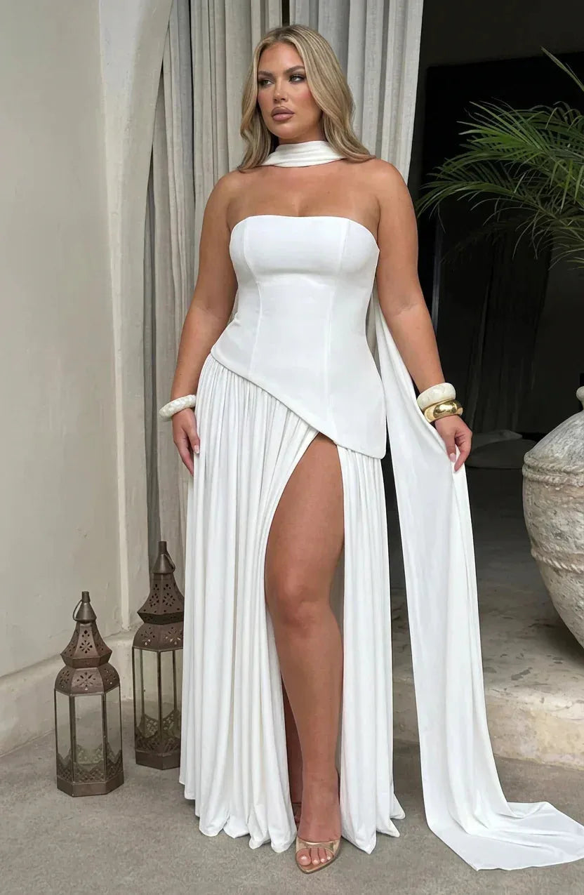 Strapless Corset Maxi Dress with Thigh Slit for Women image 18