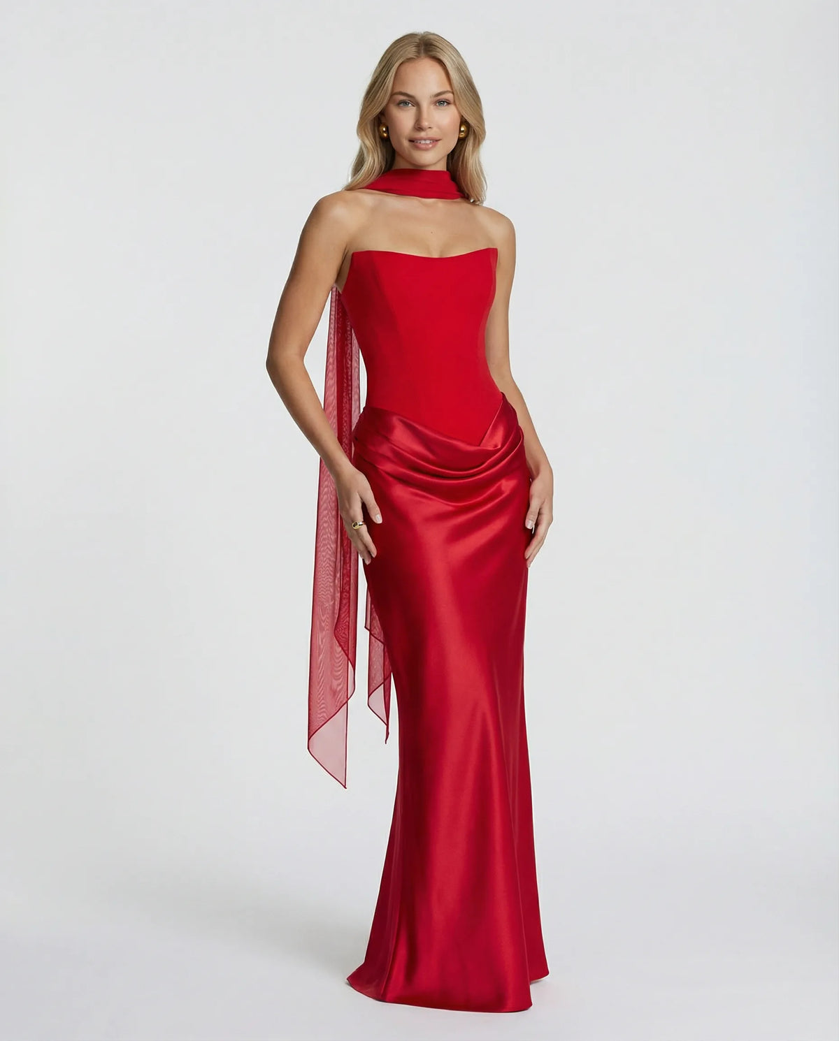 Strapless Corset Satin Maxi Dress for Women image 10
