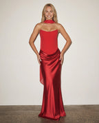 Strapless Corset Satin Maxi Dress for Women image 12