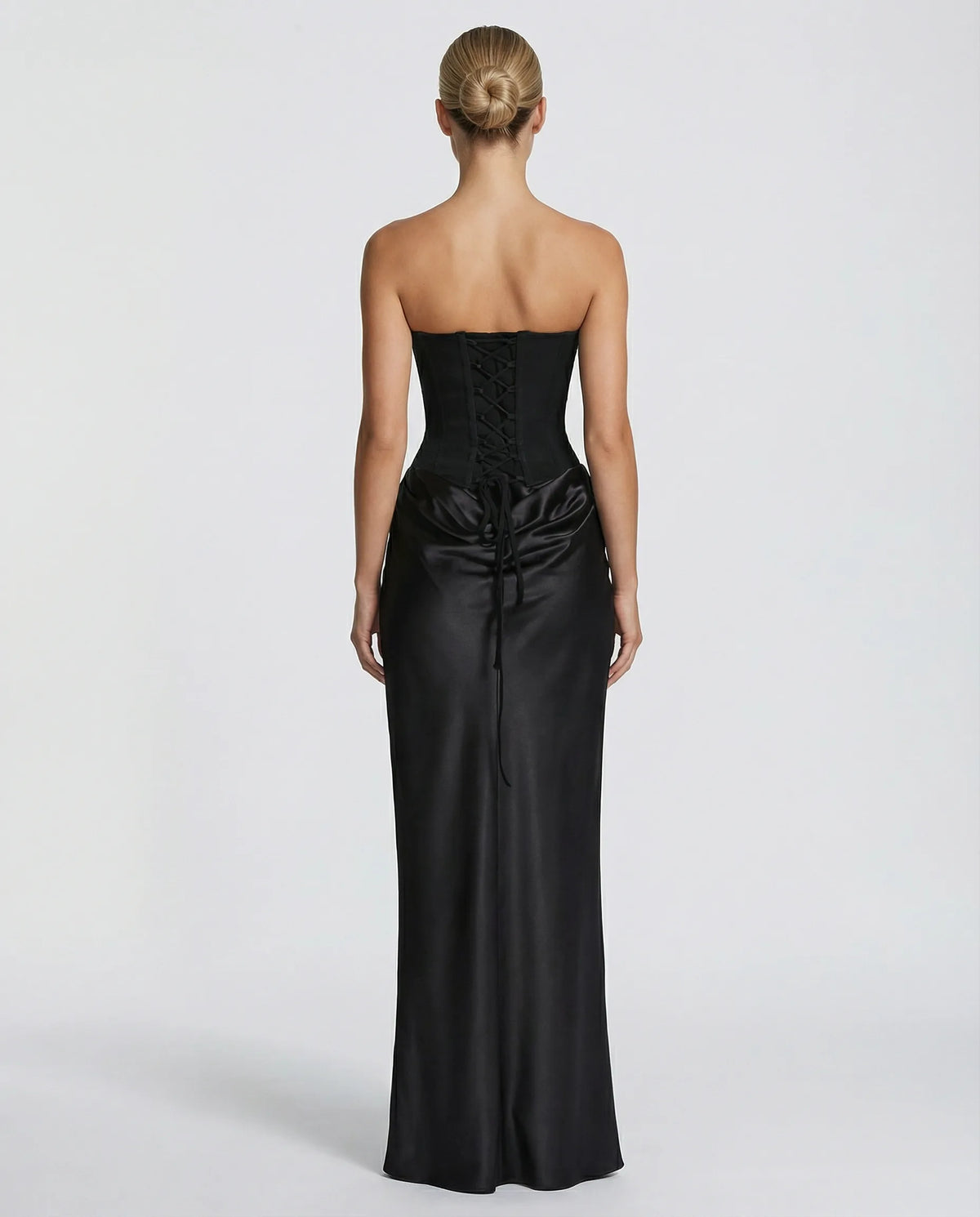 Sonia | Strapless Corset Satin Maxi Dress for Women