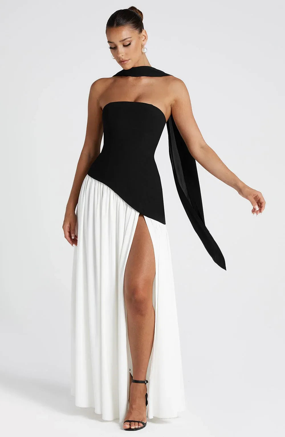 Strapless Maxi Gown with Matching Scarf for Women image 10