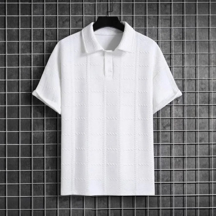 Hamish | Men's Textured Knit Polo Shirt in Lightweight Fabric
