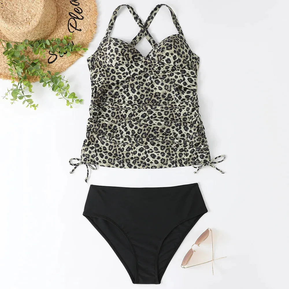 Tummy-Control Halter Tankini Set