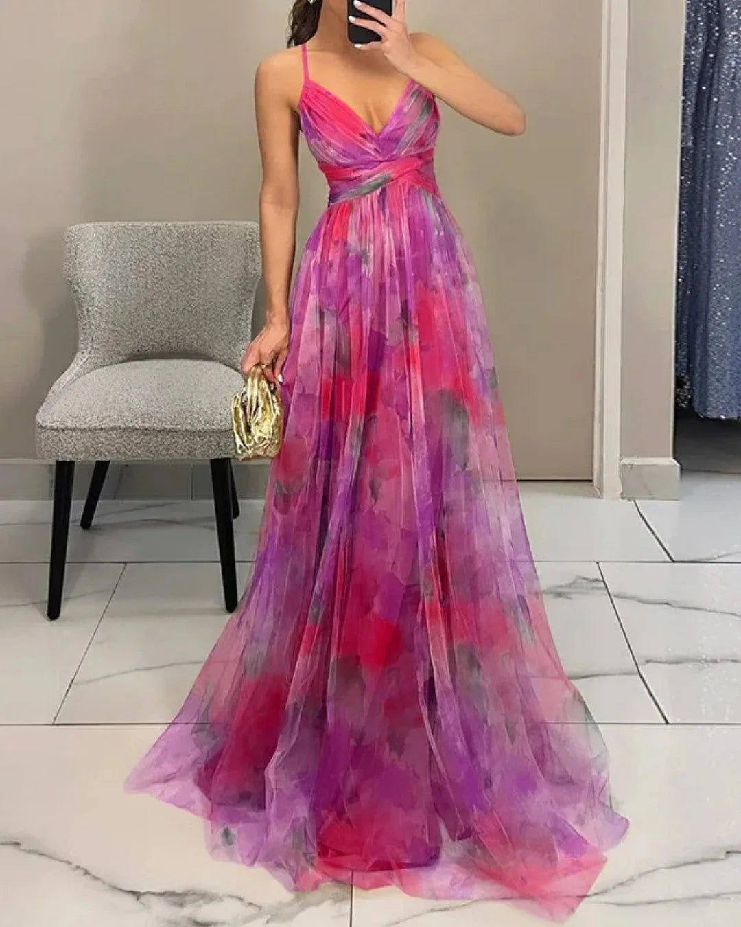 Floral Chiffon Wrap Maxi Dress for Women image 10