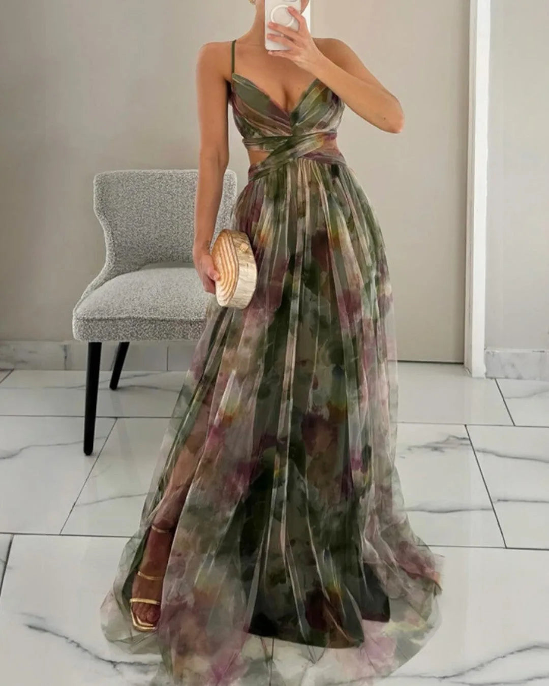 Floral Chiffon Wrap Maxi Dress for Women image 14