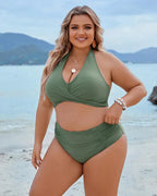 Tummy Control Wrap Halter High-Waisted Bikini Set for Women image 16