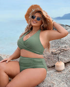 Tummy Control Wrap Halter High-Waisted Bikini Set for Women image 17