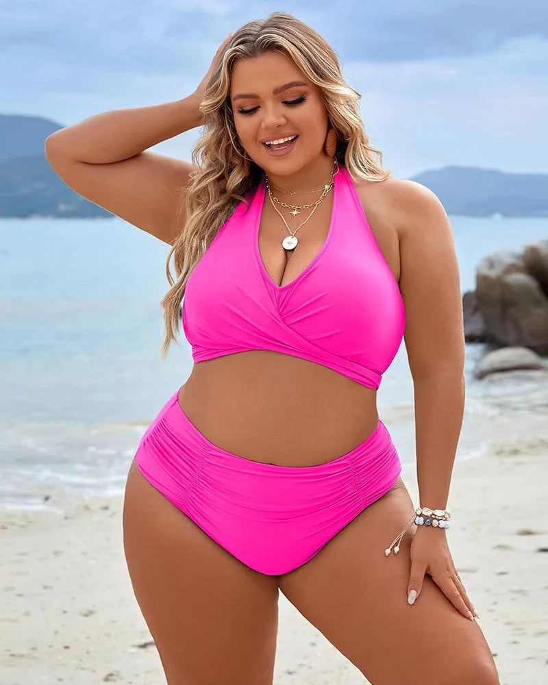 Tummy Control Wrap Halter High-Waisted Bikini Set for Women image 18