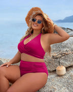 Tummy Control Wrap Halter High-Waisted Bikini Set for Women image 30